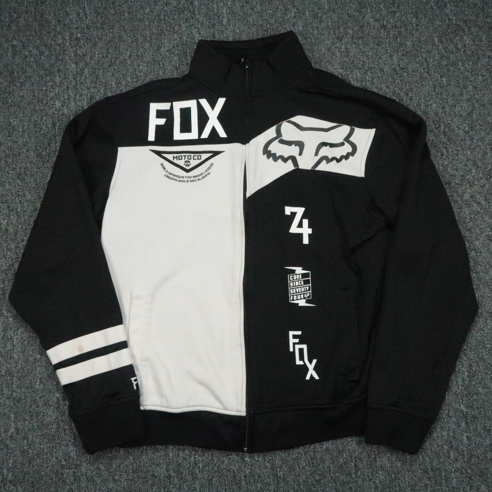 Fox Racing Jacket Mens Large Black Moto Co Colorblock Full Zip Motocross *